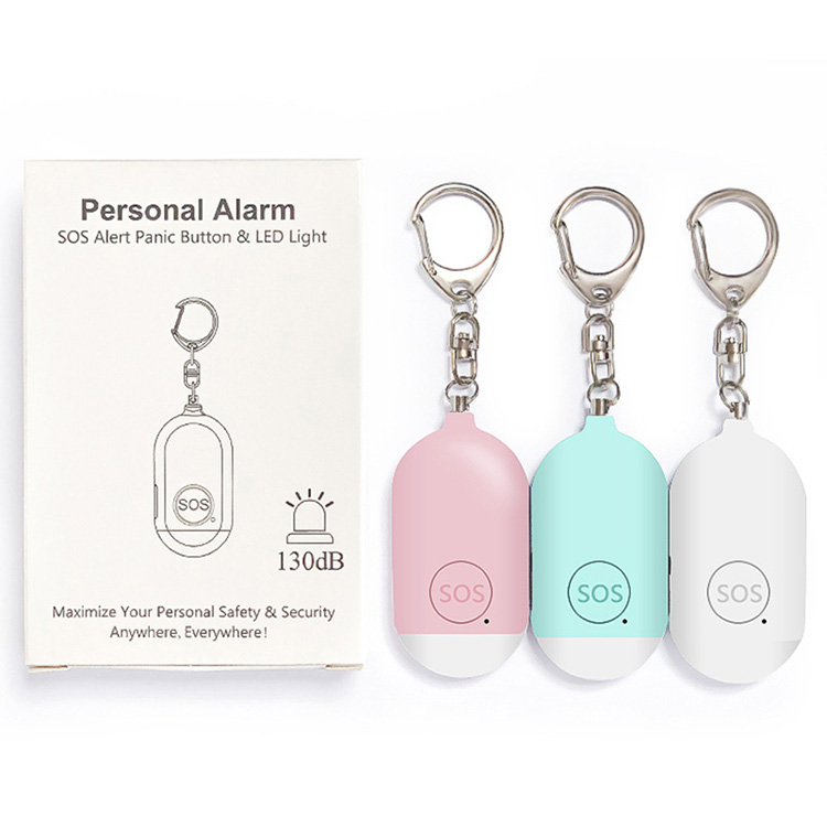 130dB Dobíjecí nouzový osobní alarm s LED svítilnou Osobní bezpečnostní alarm Keychain