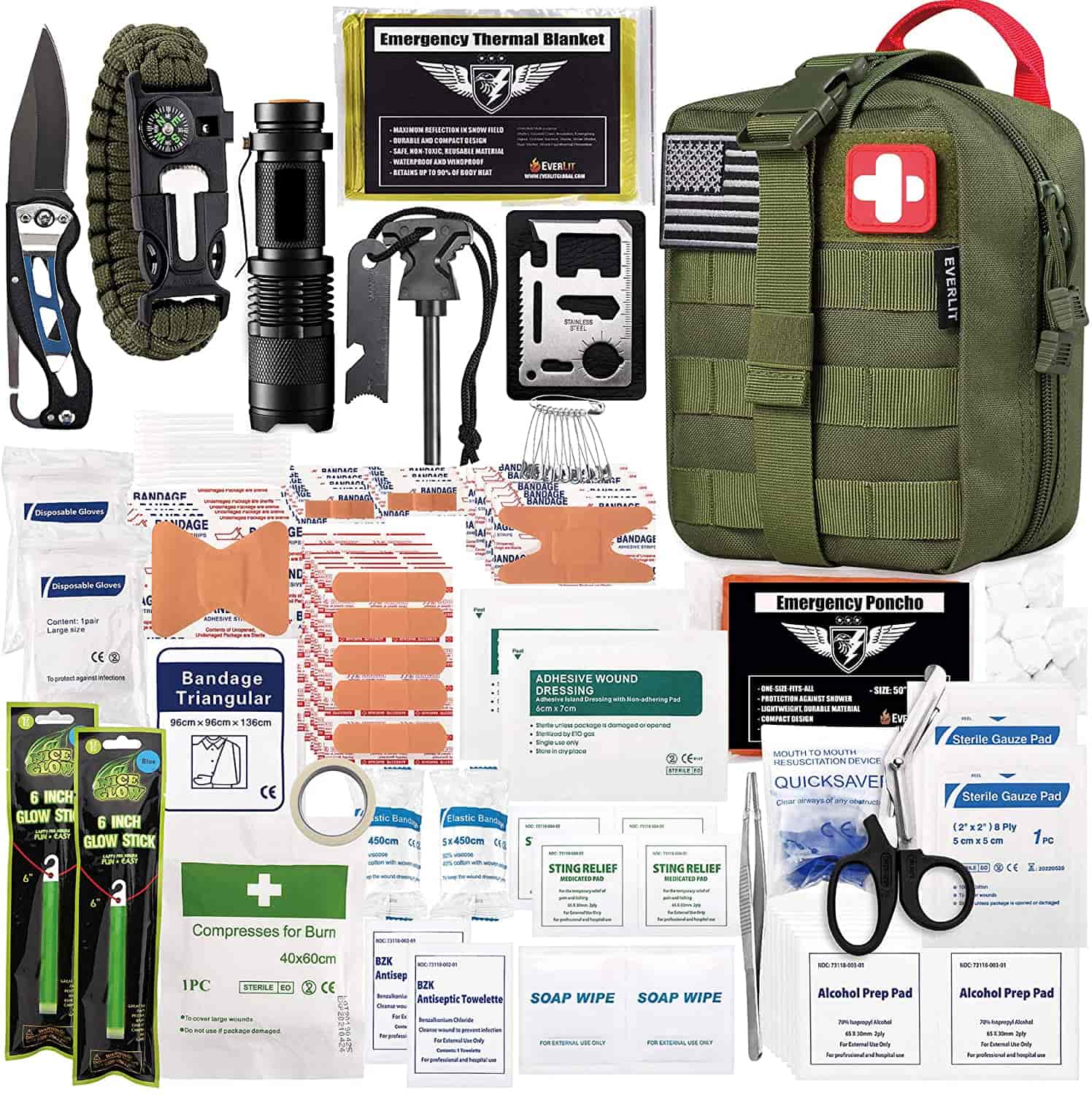 Green Survival First Aid Kit obsahuje Obsahuje 250 dílnou lékárničku